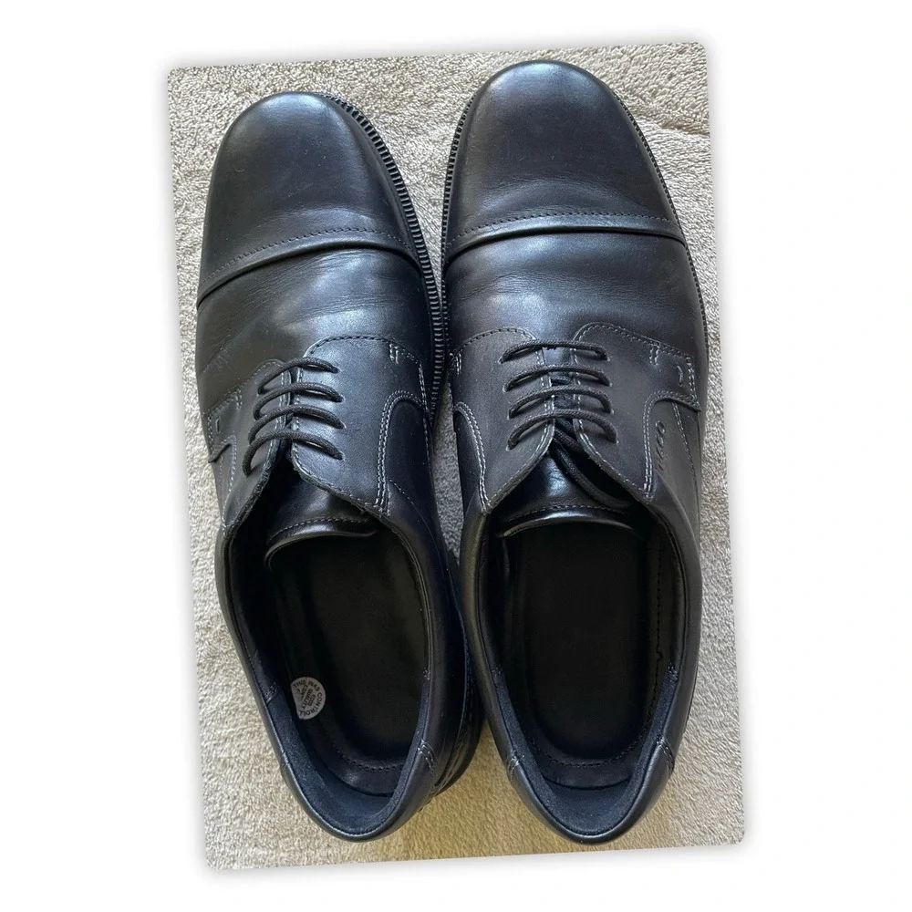 Ecco Helsinki‎ 2 Cap Toe Derby Dress Shoes Black Leather Men's Size U.S. 10-10.5